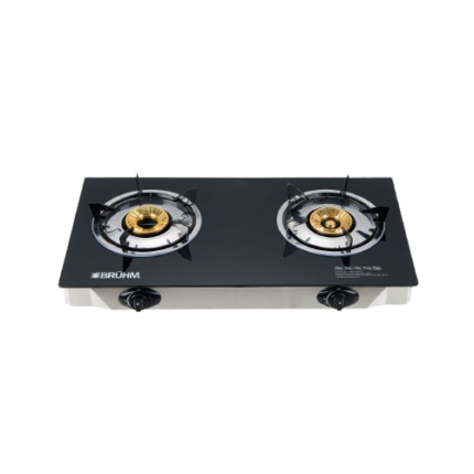 Bruhm Double Burner Table Top Gas Cooker (Glass Top) | BGC-BT2G